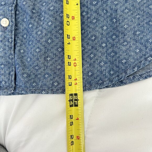 Ann Taylor Loft Long Sleeve Button Up Shirt Blue Diamond Pockets Womens Small S - Picture 6 of 7